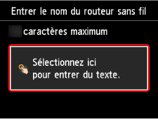 Écran Entrer le nom du routeur sans fil